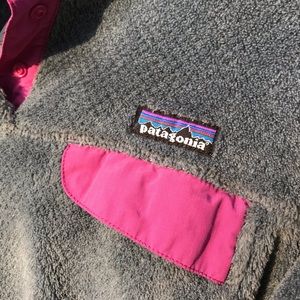 Patagonia Retool Snap Fleece Pullover Grey Pink Sm